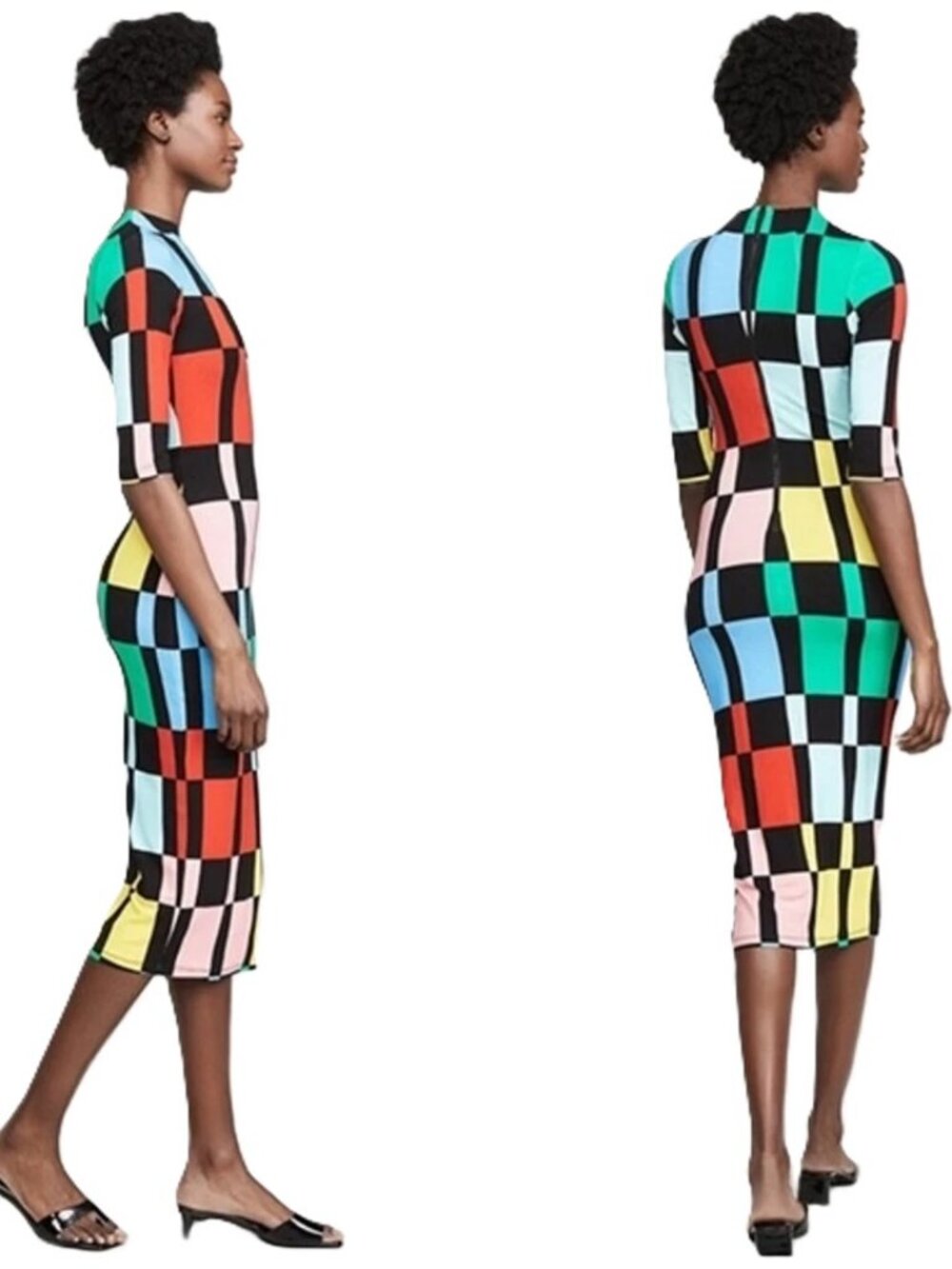 Alice + Olivia Delora Fitted Mock Neck Colorblock Dress Stretch Size 4 NWOT